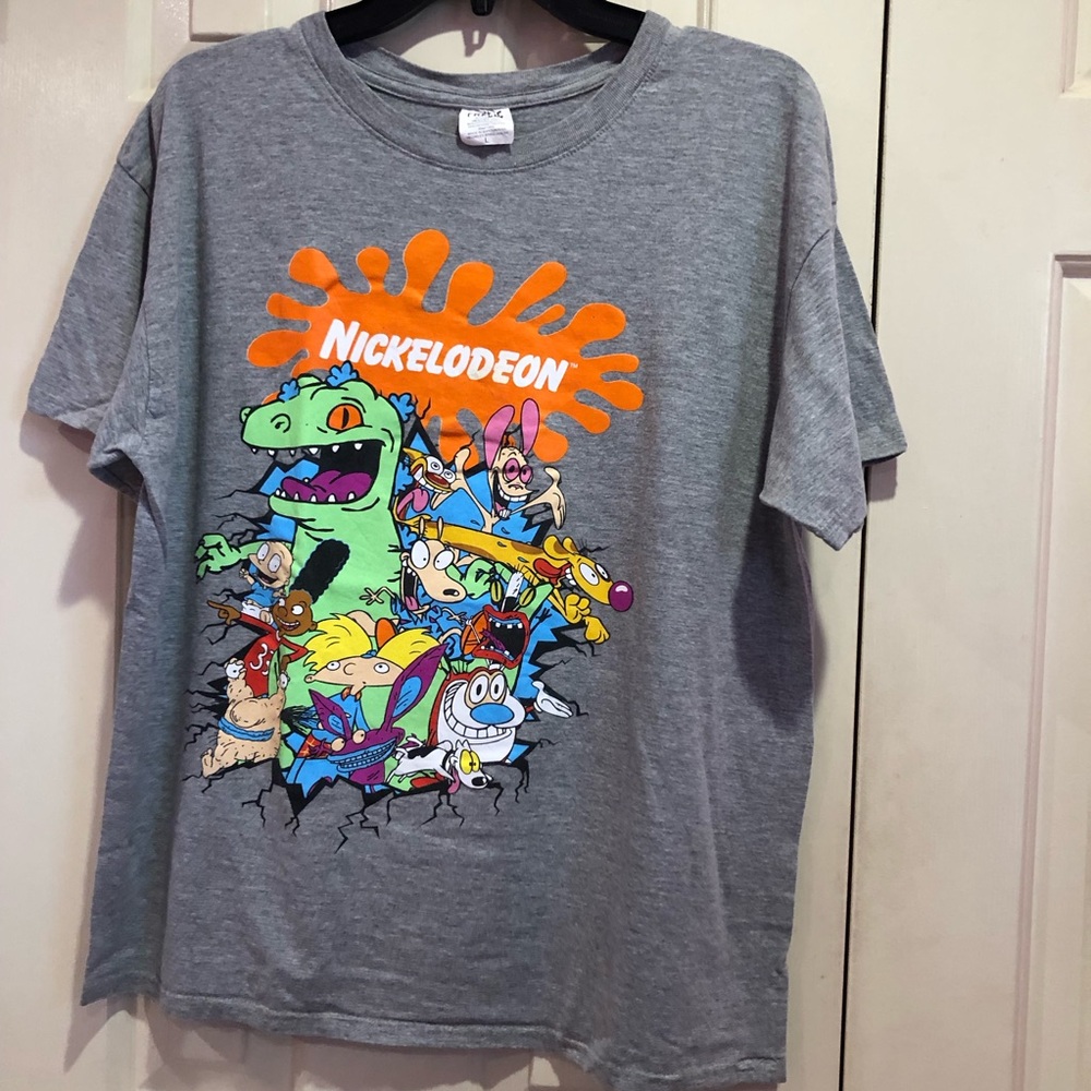 Nickelodeon Old School Cartoon Characters Freeze T-Shirt Ren , Stimpy Rugrats L